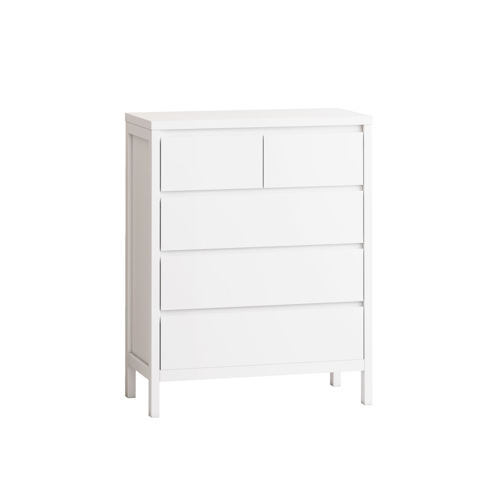 Leoglint Sideboard 31.61"4-Tier 5-Drawer MDF Storage Cabinet,for Bedroom,Living Room,Dining Room,Hallways,White