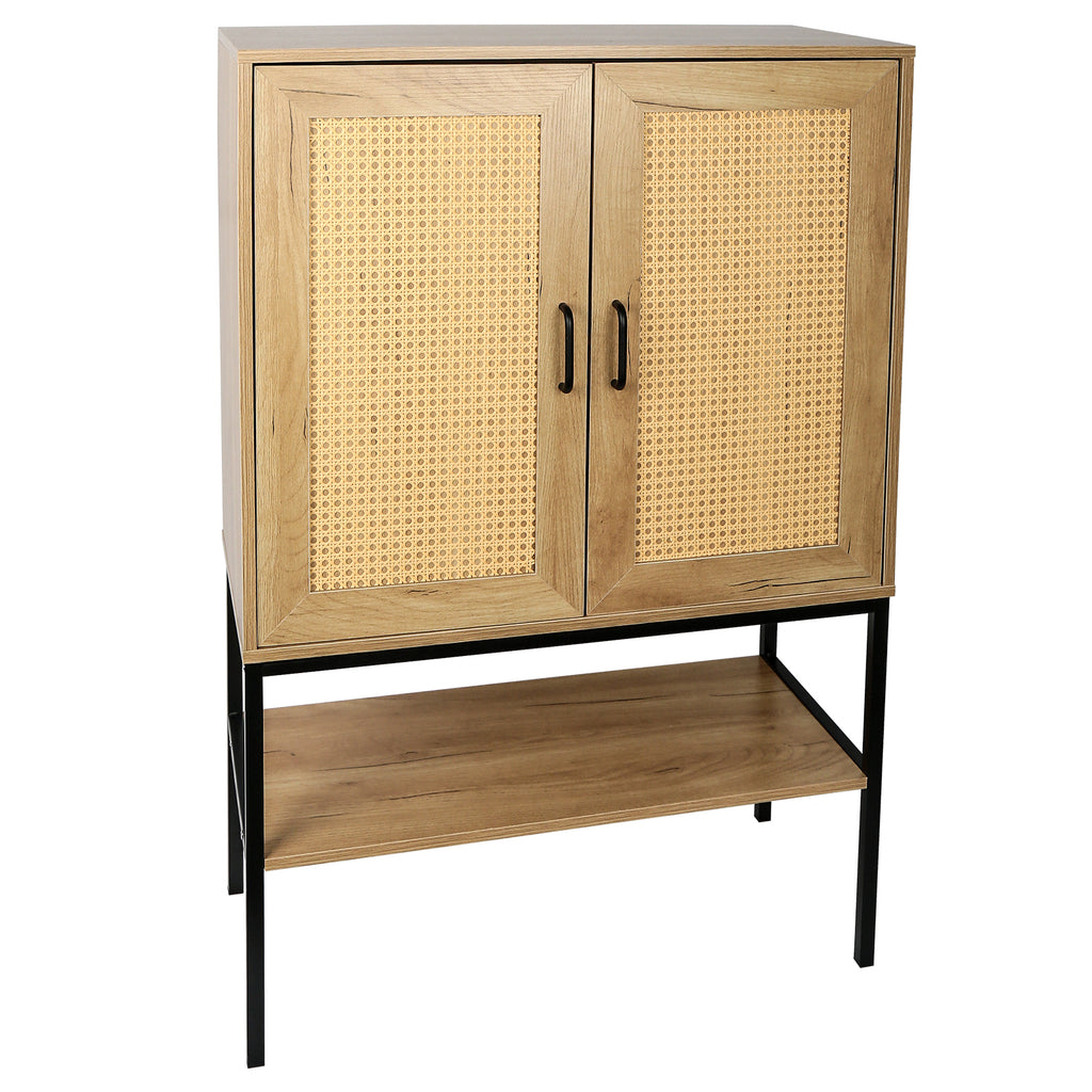 Leoglint 31.5 inch Wide 2 Rattan Doors Free Standing Sideboard  Storage Cabinet with One Open Bottom Shelf for  Kitchen Dinning Room Living Room, Natural Color