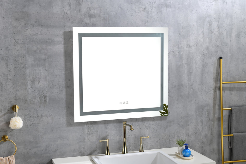 Leoglint 36x 36Inch LED Mirror Bathroom Vanity Mirrors with Lights, Wall Mounted Anti-Fog Memory Large Dimmable Front Light Makeup Mirror