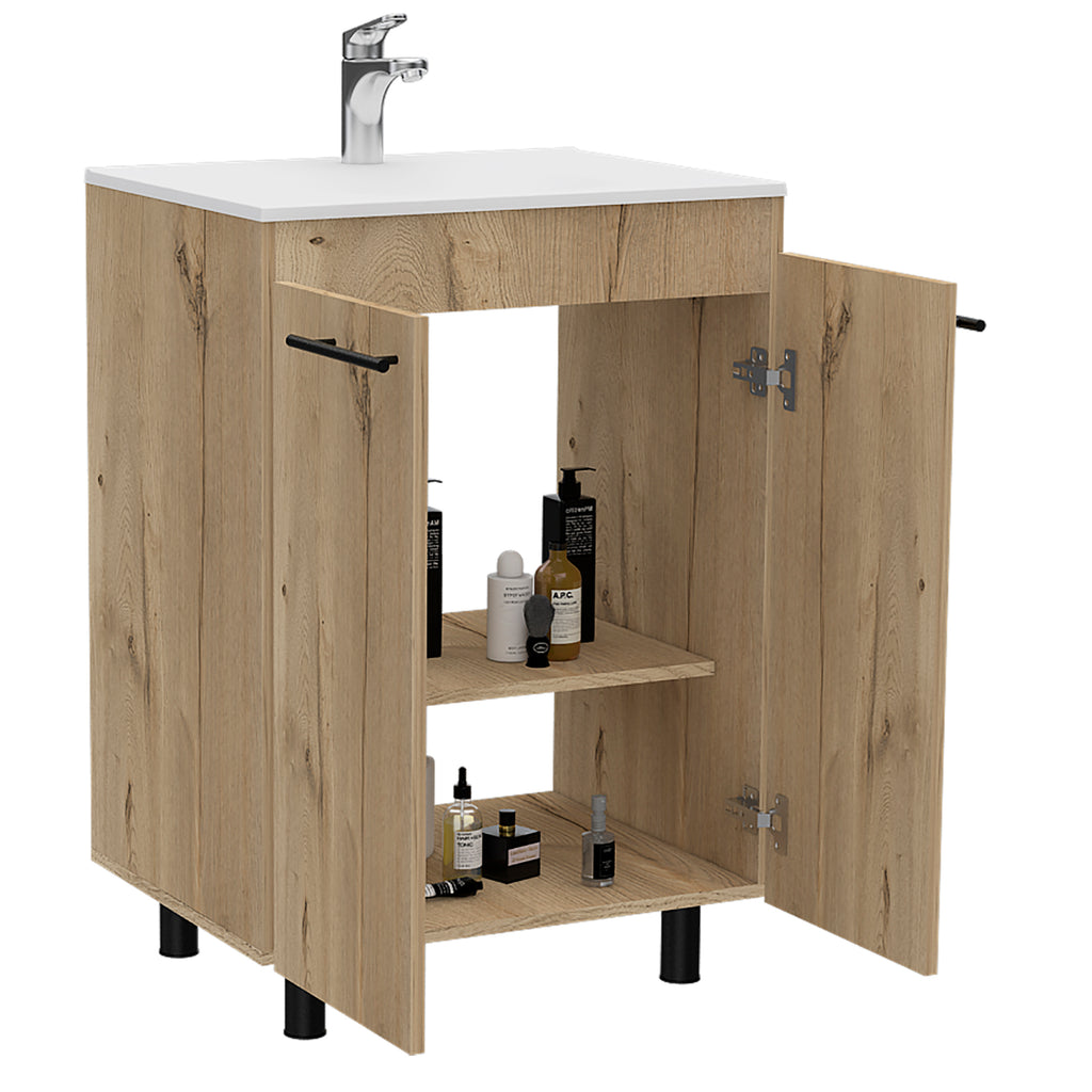 Leoglint Floor Cabinet Oxnard, Bathroom Vanity, Light Oak