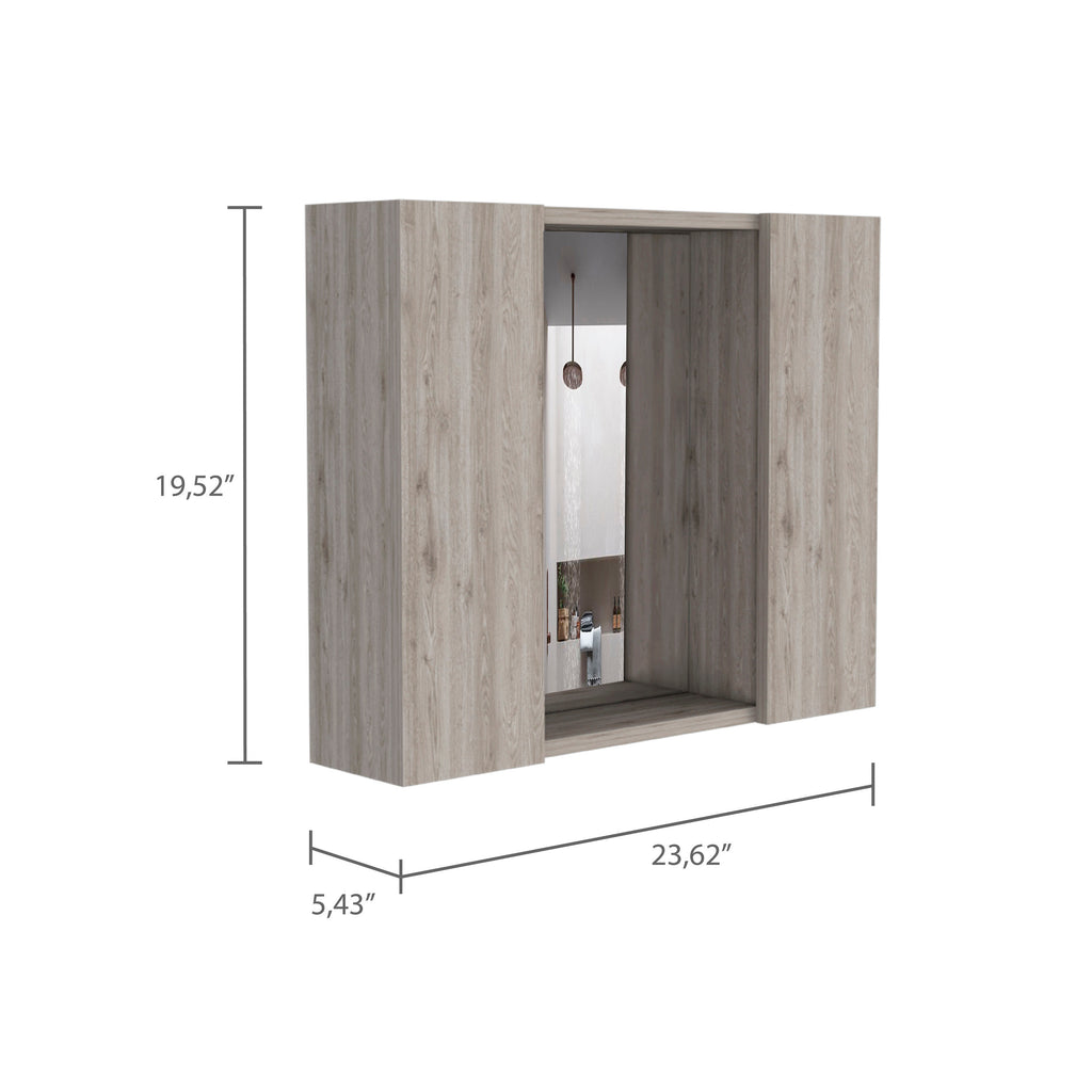 Leoglint Draco Medicine Cabinet, Mirror, Double Door, One External Shelf