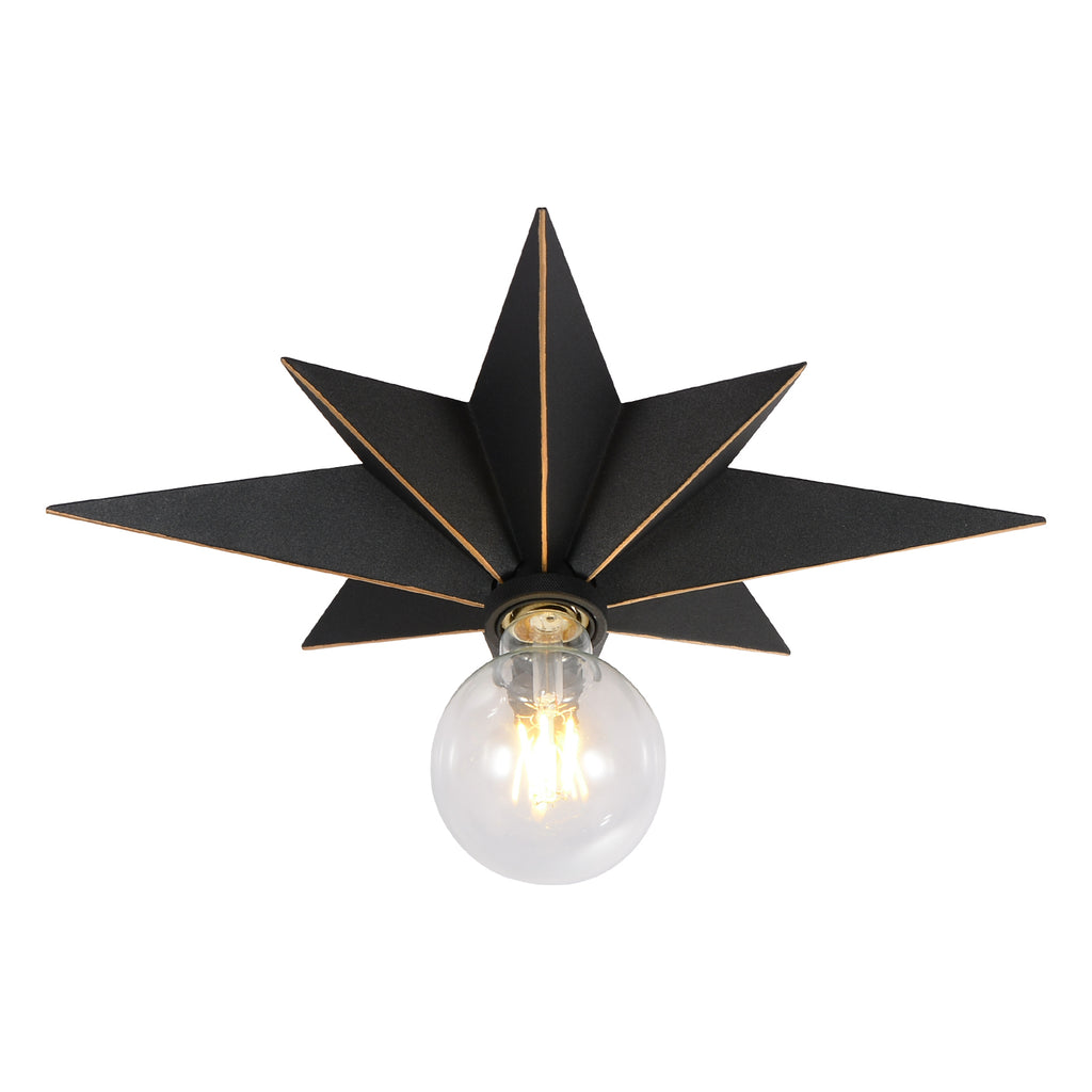 Leoglint Pendant 16 inch Flush Mount Ceiling Light,Chandelier,Industrial Black Metal Star Ceiling Lights