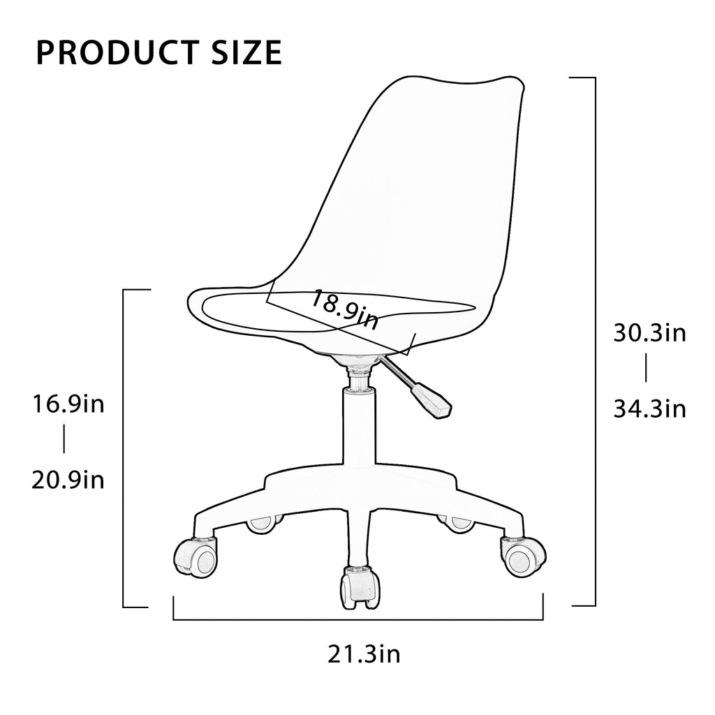 Leoglint Modern Home Office Chairs, Adjustable 360 °Swivel  Chair Engineering  Plastic Armless Swivel Computer  Chair With Wheels for Living Room, Bed Room Office Hotel Dining Room and White.