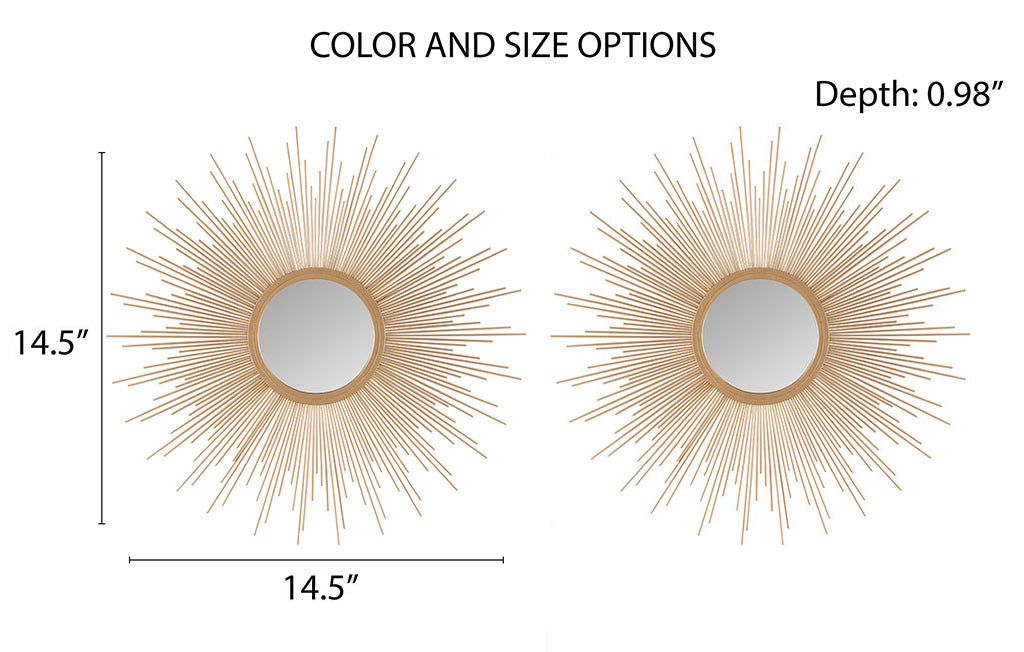 Leoglint Sunburst Wall Decor Mirror 14.5"D