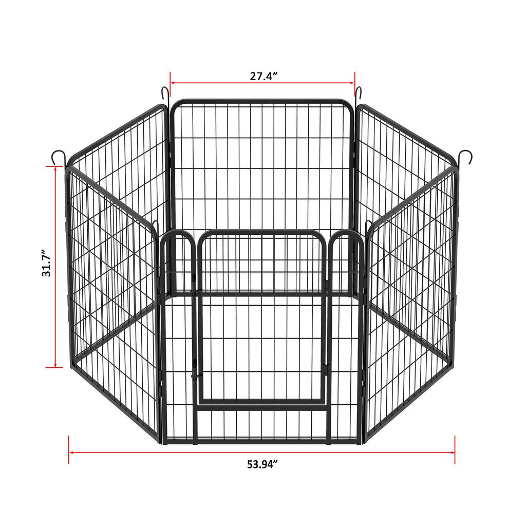 Leoglint 6 Panels Heavy Duty Metal Playpen with door,31.7"H Dog Fence Pet Exercise Pen for Outdoor, Indoor