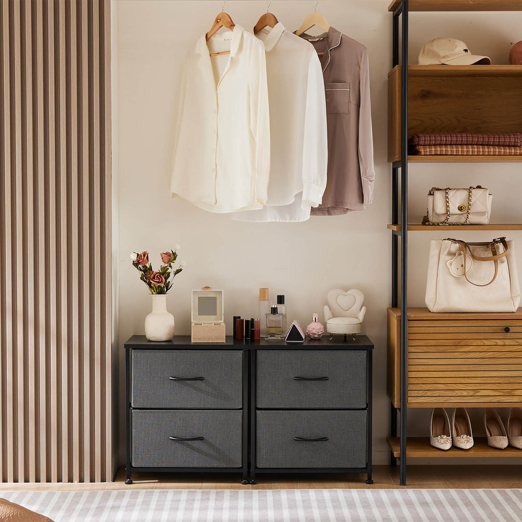 Leoglint Drawer Chest Drawers Dresser Chest of Drawers,Metal Frame and Wood Top,2bc,Gray