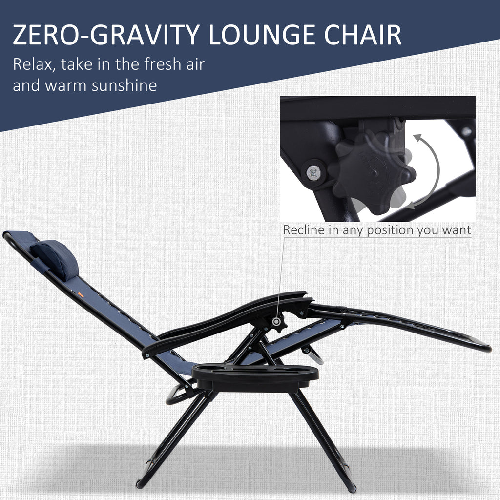 Leoglint Zero Gravity Outdoor Chair Set with Side Table, Folding Reclining Chair with Cupholders & Pillows, Adjustable Lounge Chair for Pool, Backyard, Lawn, Beach, Blue