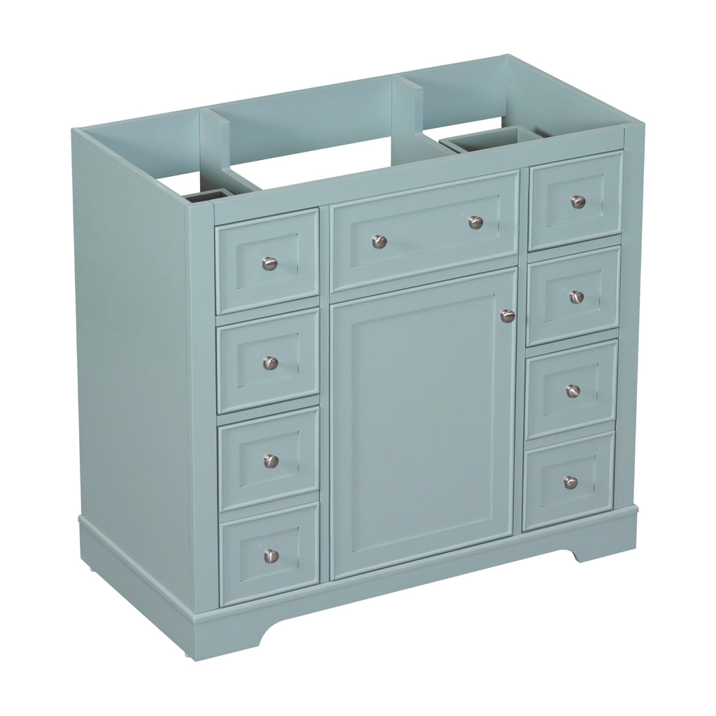 Leoglint 36" Bathroom Vanity without Sink, Cabinet Base Only, One Cabinet and Six Drawers, Green