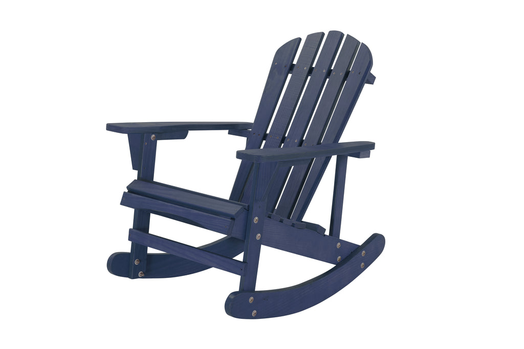 Leoglint Adirondack Rocking Outdoor Chair Solid Wood Chairs Finish Outdoor Furniture for Patio, Backyard, Garden - Navy Blue