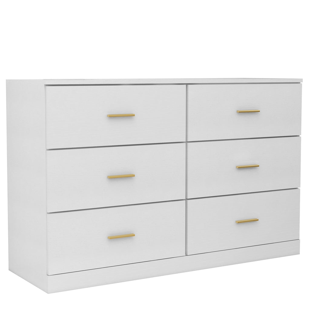 Leoglint Modern White 6-Drawer Dresser,Drawer Chest for Bedroom - Ample Storage Wide Chest of Drawers, Sturdy & Safe