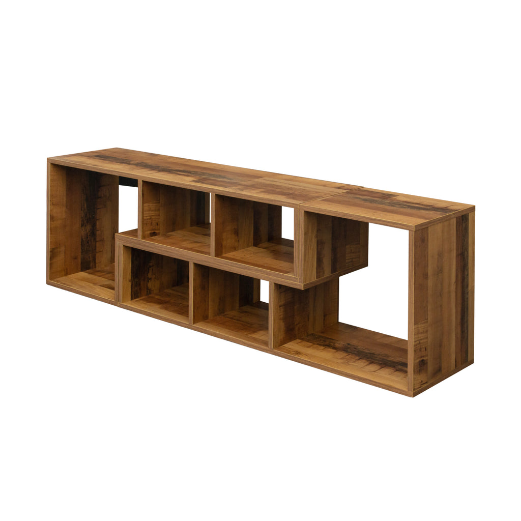 Leoglint Double L-Shaped Oak TV Stand,Display Shelf ,Bookcase for Home Furniture,Fir Wood