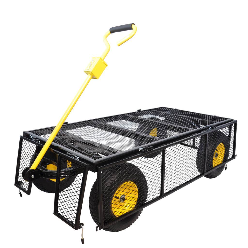 Leoglint BIG  Wagon Cart Garden cart trucks make it easier to transport firewood Yellow+Black Maximum static load is 880 lbs.