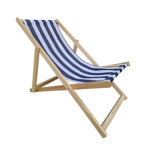 Leoglint populus wood sling Outdoor chair blue Stripe Broad blue Stripe (color: Dark blue) folding chaise lounge chair