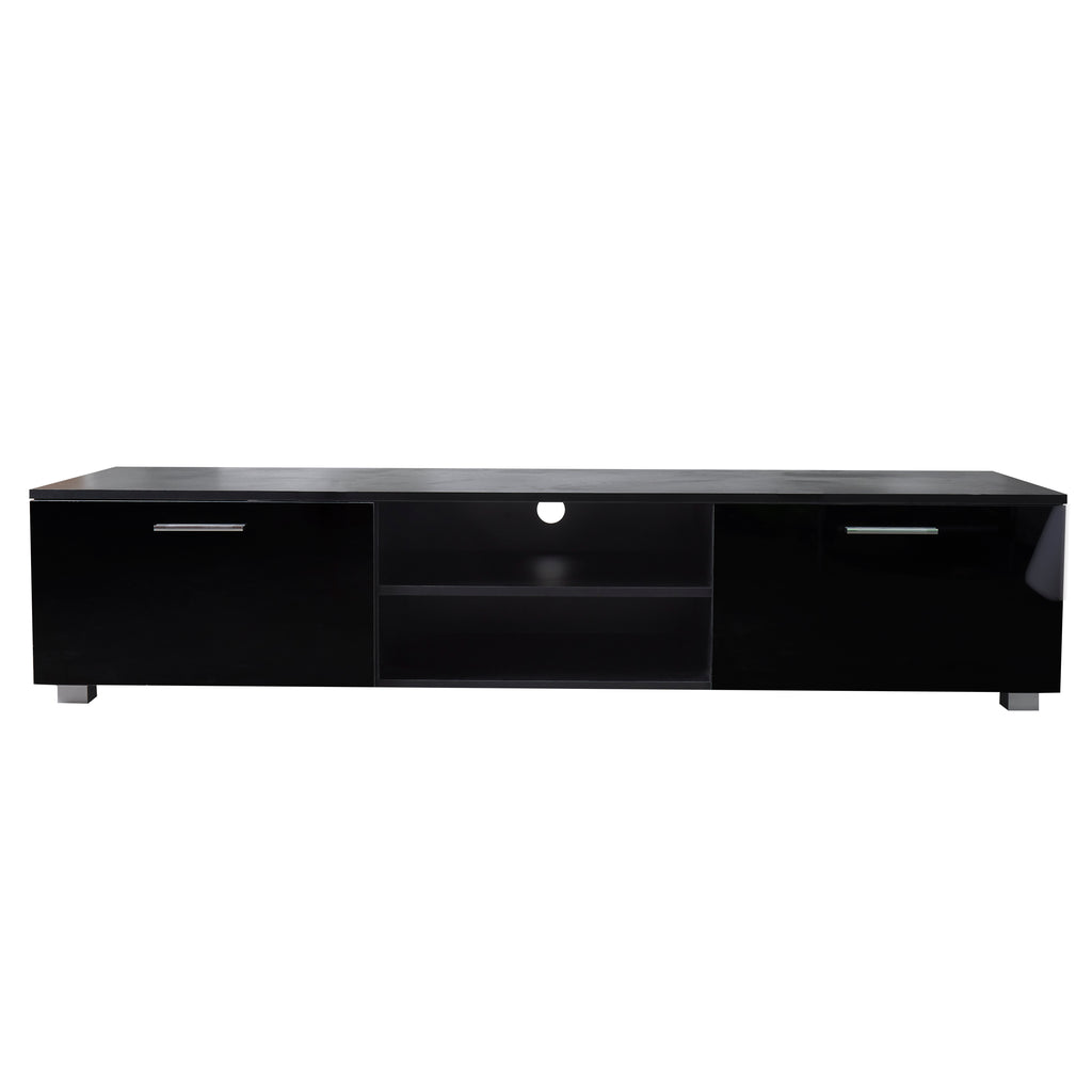 Leoglint Black TV Stand for 70 Inch TV, Media Console Entertainment Center Television Table, 2 Storage Cabinet with Open Shelves for Living Room Bedroom