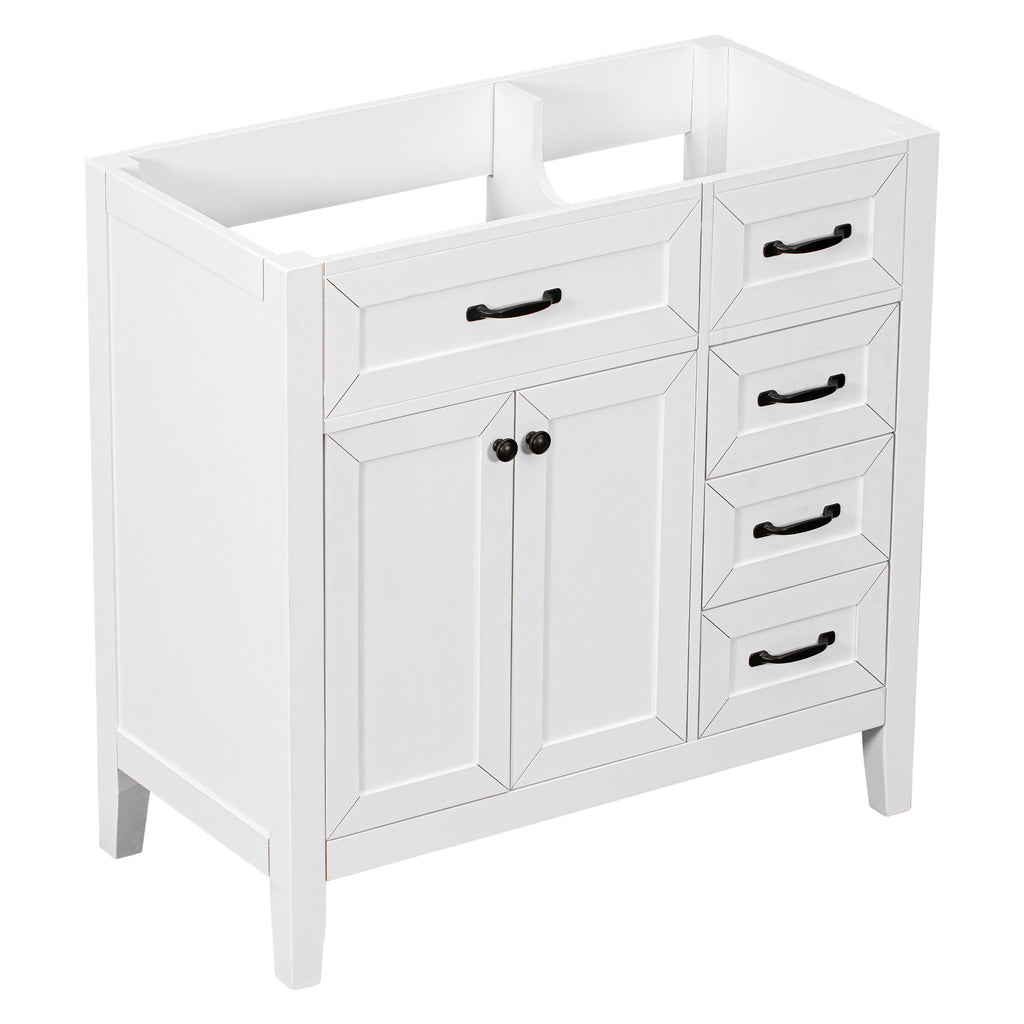 Leoglint 36" Bathroom Vanity without Sink, Cabinet Base Only, Bathroom Cabinet with Drawers, Solid Frame and MDF Board, White