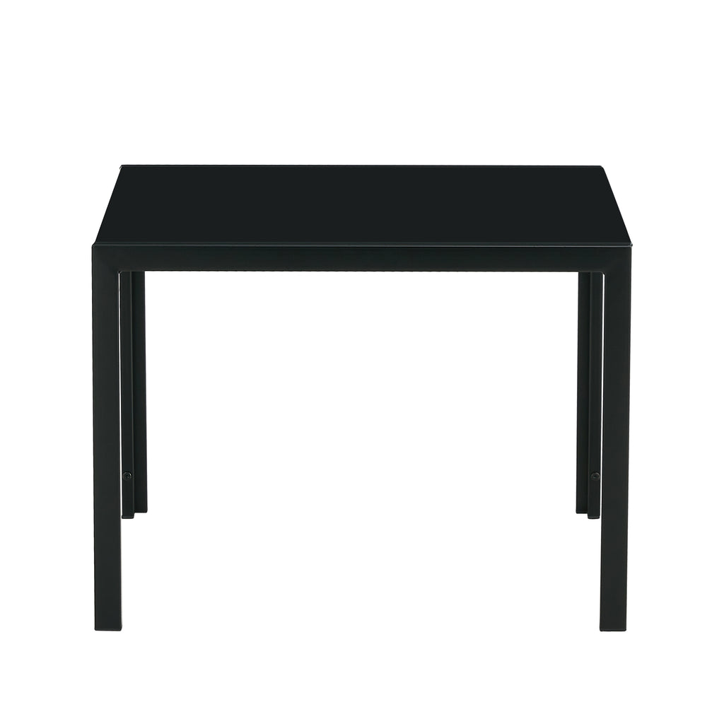 Leoglint Coffee Table Set of 2, Square Modern Table with Tempered Glass Finish for Living Room,Black