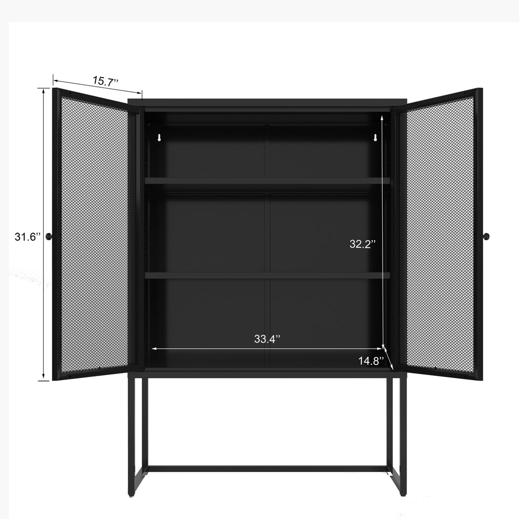 Leoglint Black Storage Cabinet with Doors, Modern Black Accent Cabinet, Free Standing Cabinet, Buffet Sideboards for Bedroom, Kitchen,Home Office