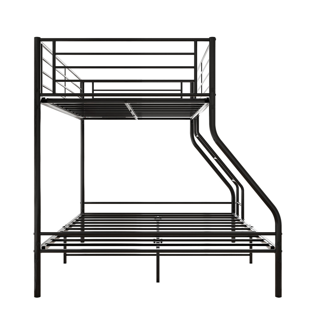 Leoglint Heavy Duty Twin-Over-Full Metal Bunk Bed, Easy Assembly with Enhanced Upper-Level Guardrail, Black