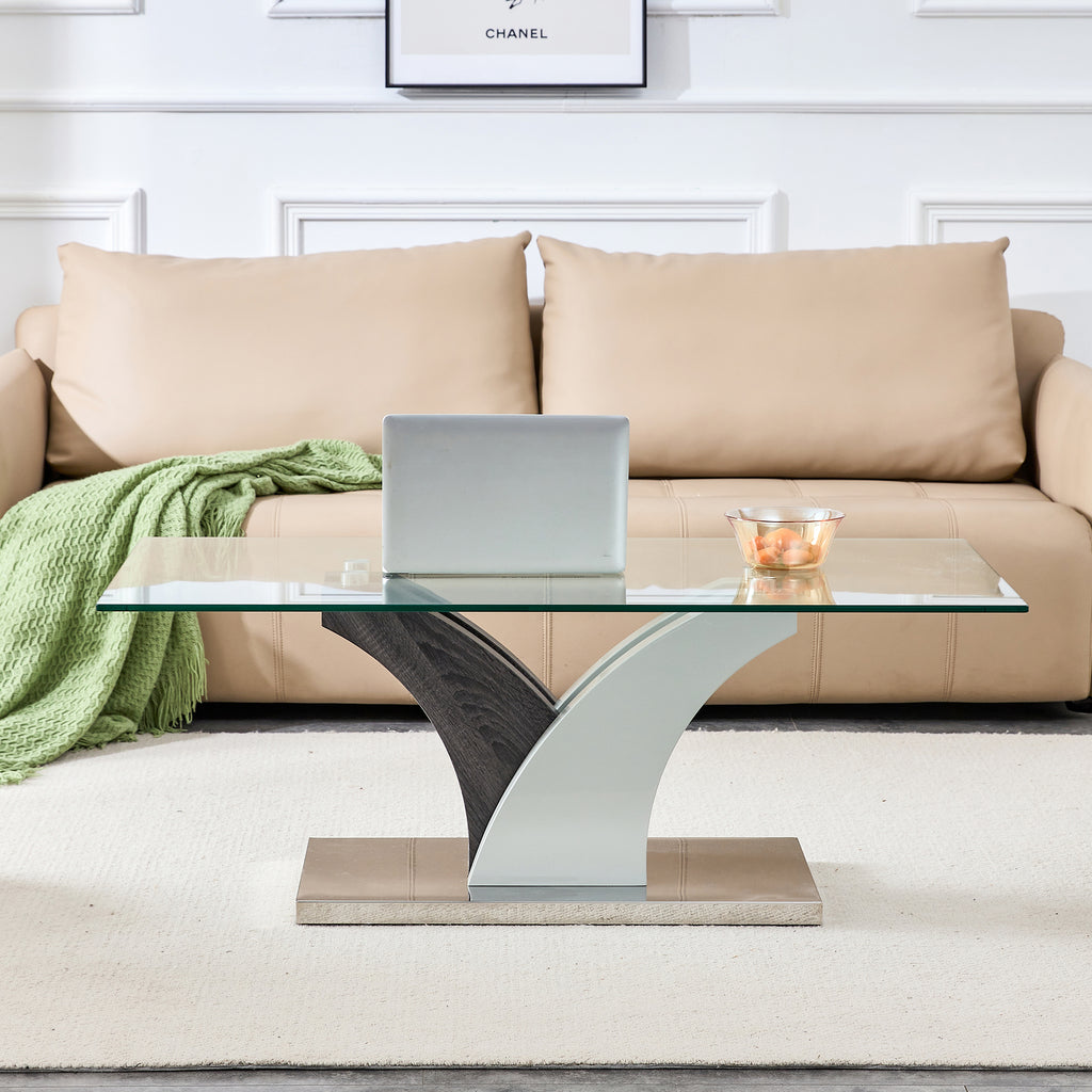 Leoglint Modern dining table,Tea Table.Coffee Table. Tempered glass countertop, and artistic MDF legs are perfect for hosting dinners, conferences, home, and office decorations.B-793