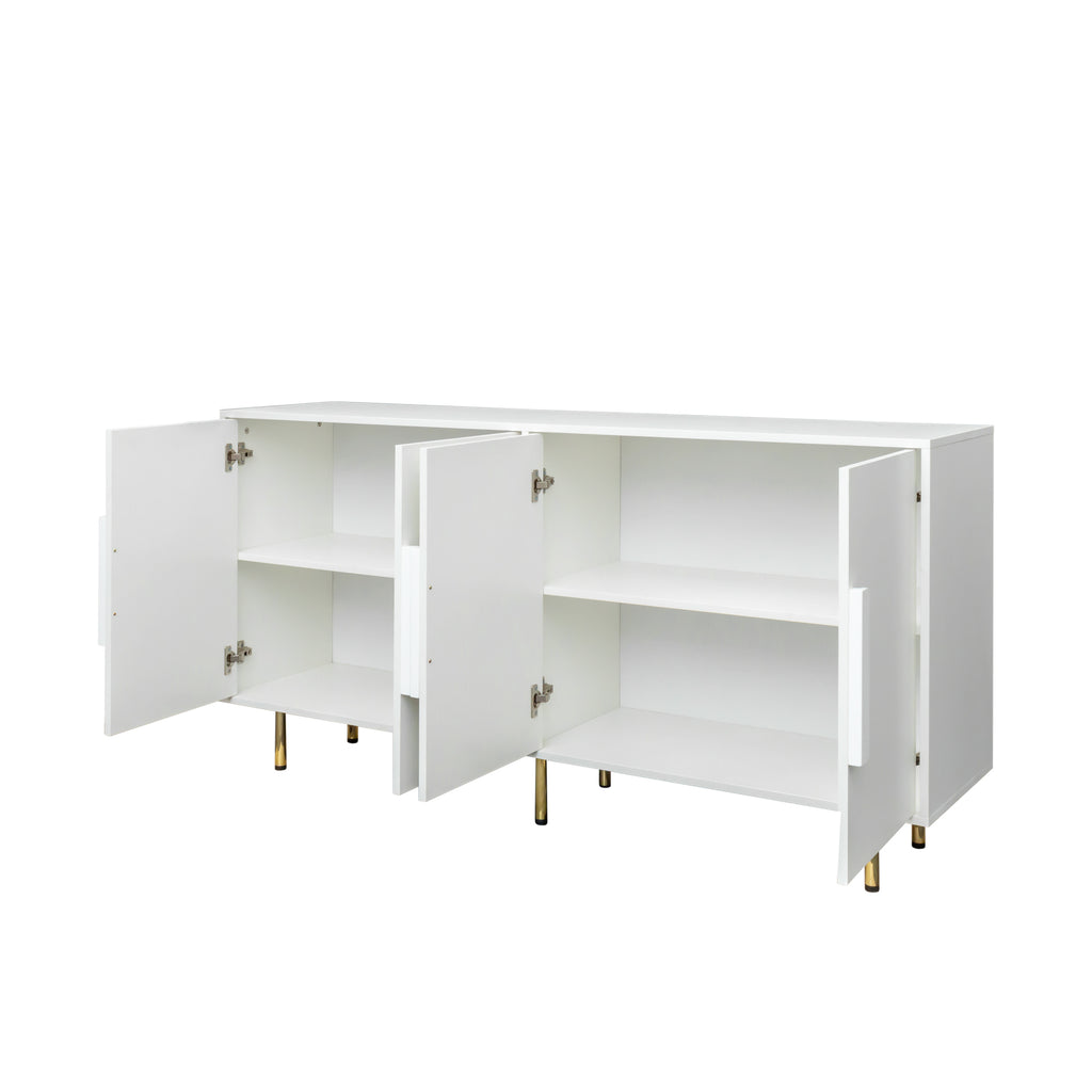 Leoglint Tv Stand,Sideboard Buffet Cabinet with Storage Modern Storage Cabinets with 4 Doors with Handle for Living Room Dining Room Entryway, White