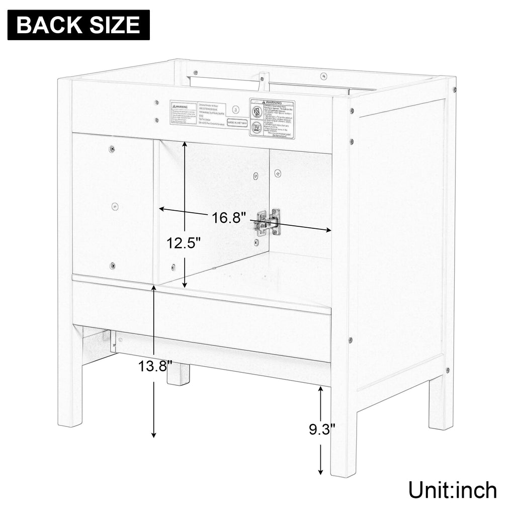 Leoglint 30" Bathroom Vanity Base Only, Solid Wood Frame, Bathroom Storage Cabinet with Doors and Drawers, Brown