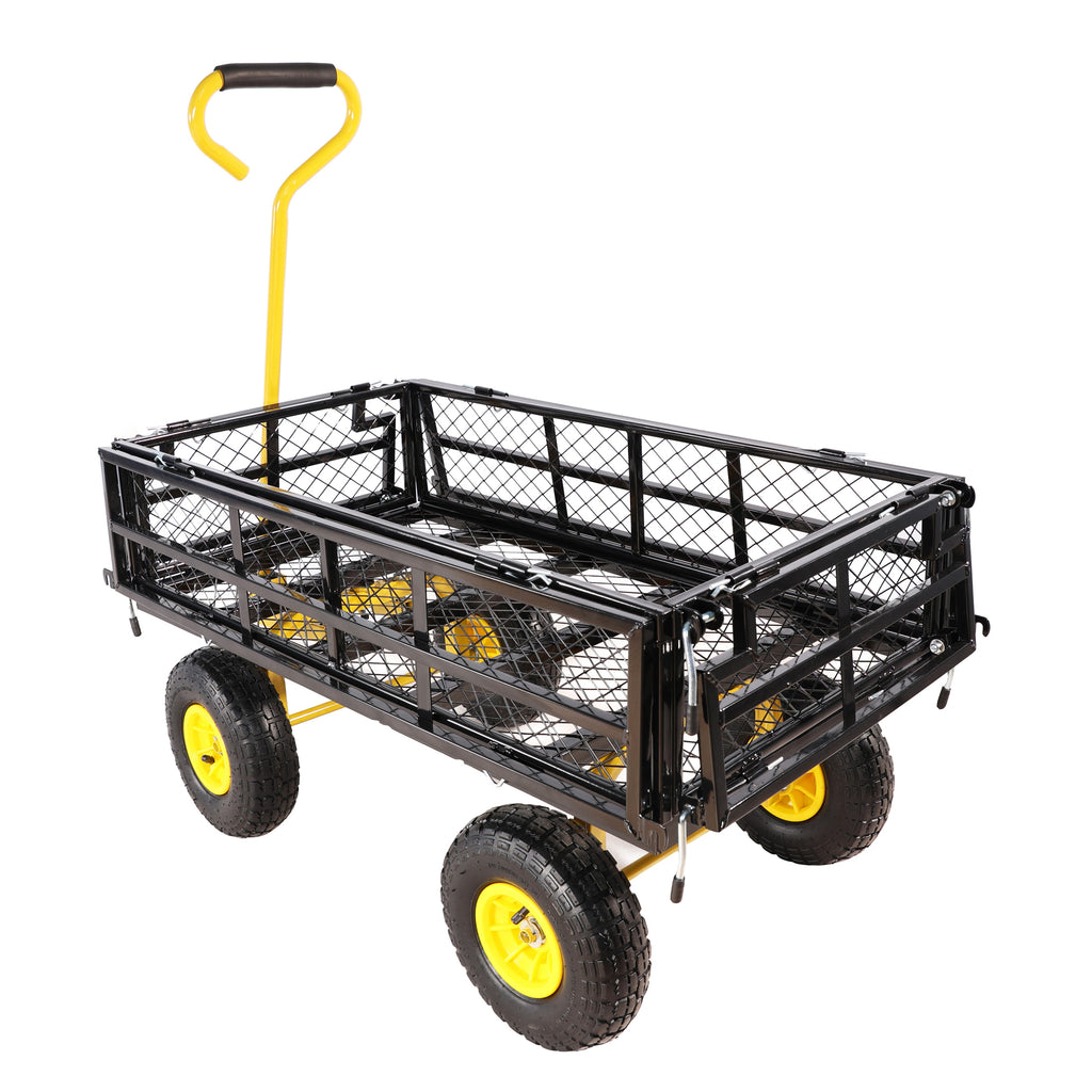 Leoglint Wagon Cart Garden cart trucks make it easier to transport firewood Yellow+Black