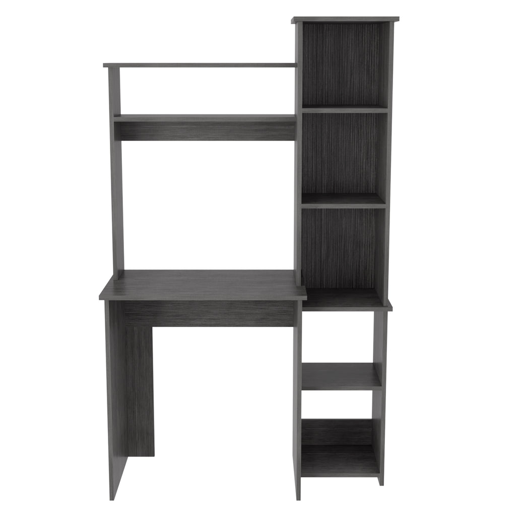 Leoglint Versalles Writintg Office Desk, Two Superior Shelves, Five Cubbies -Smokey Oak