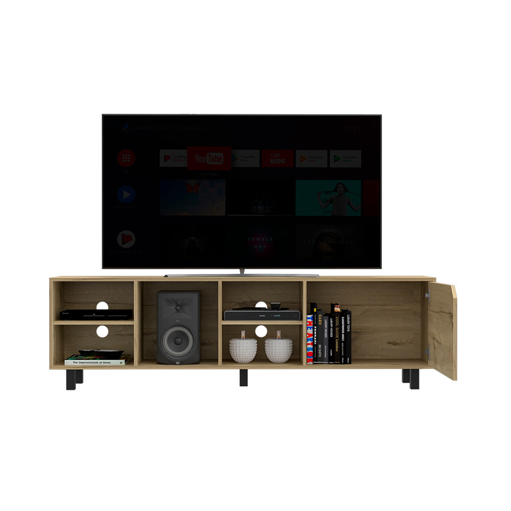 Leoglint TV Stand for TV´s up 70" Estocolmo, Four Open Shelves, Light Oak Finish