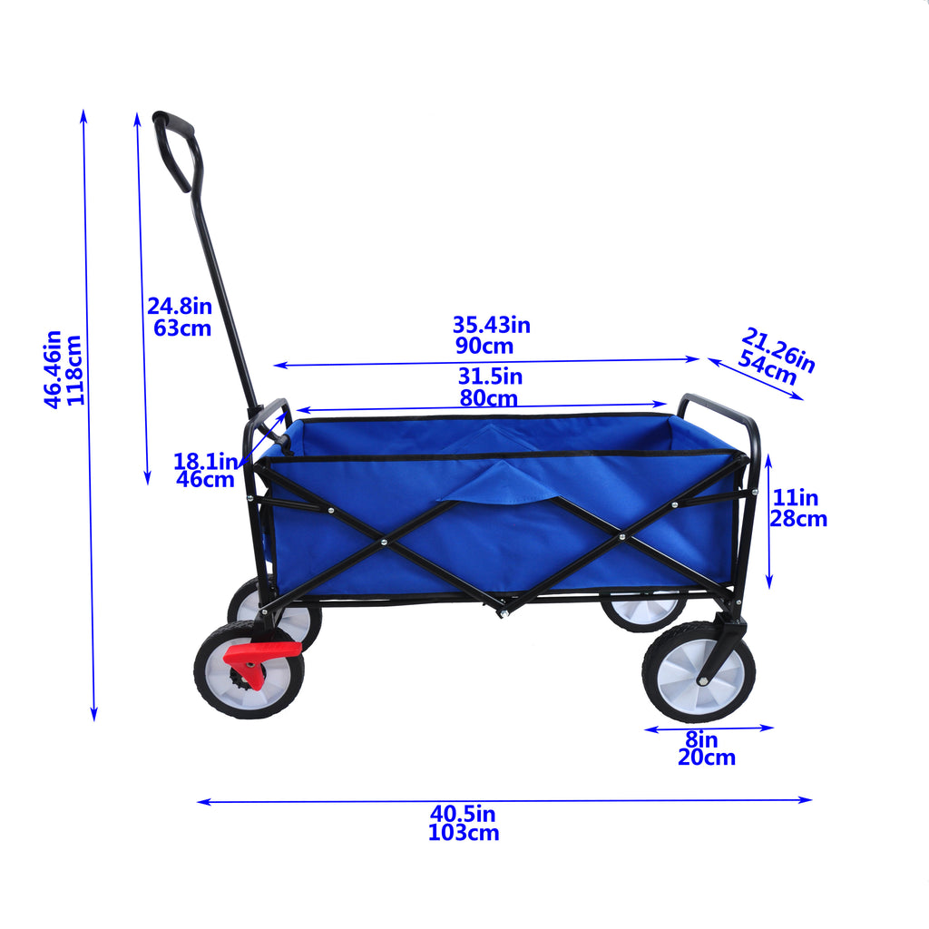 Leoglint Garden cart Folding Wagon Garden Shopping Beach Cart (blue)