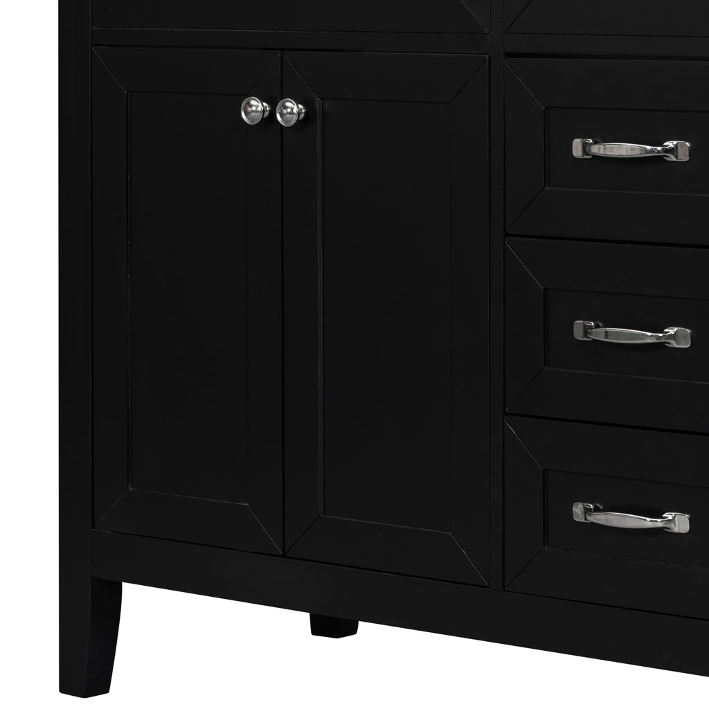 Leoglint 36" Bathroom Vanity without Sink, Cabinet Base Only, Bathroom Cabinet with Drawers, Solid Frame and MDF Board, Black