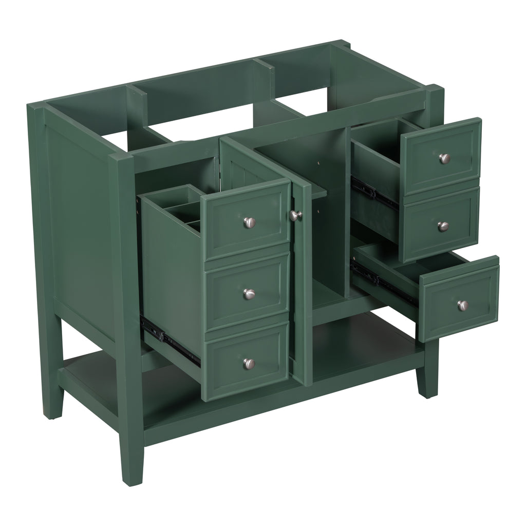 Leoglint 36" Bathroom Vanity without Sink, Cabinet Base Only, One Cabinet and three Drawers, Green