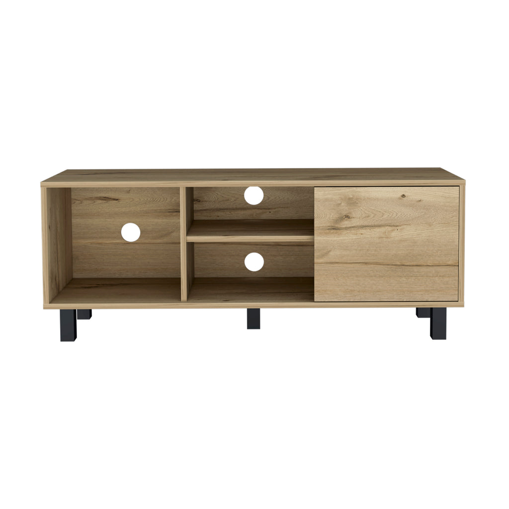 Leoglint Tunez Tv Stand for TV´s up 43" Three Open Shelves, One Cabinet -Light Oak