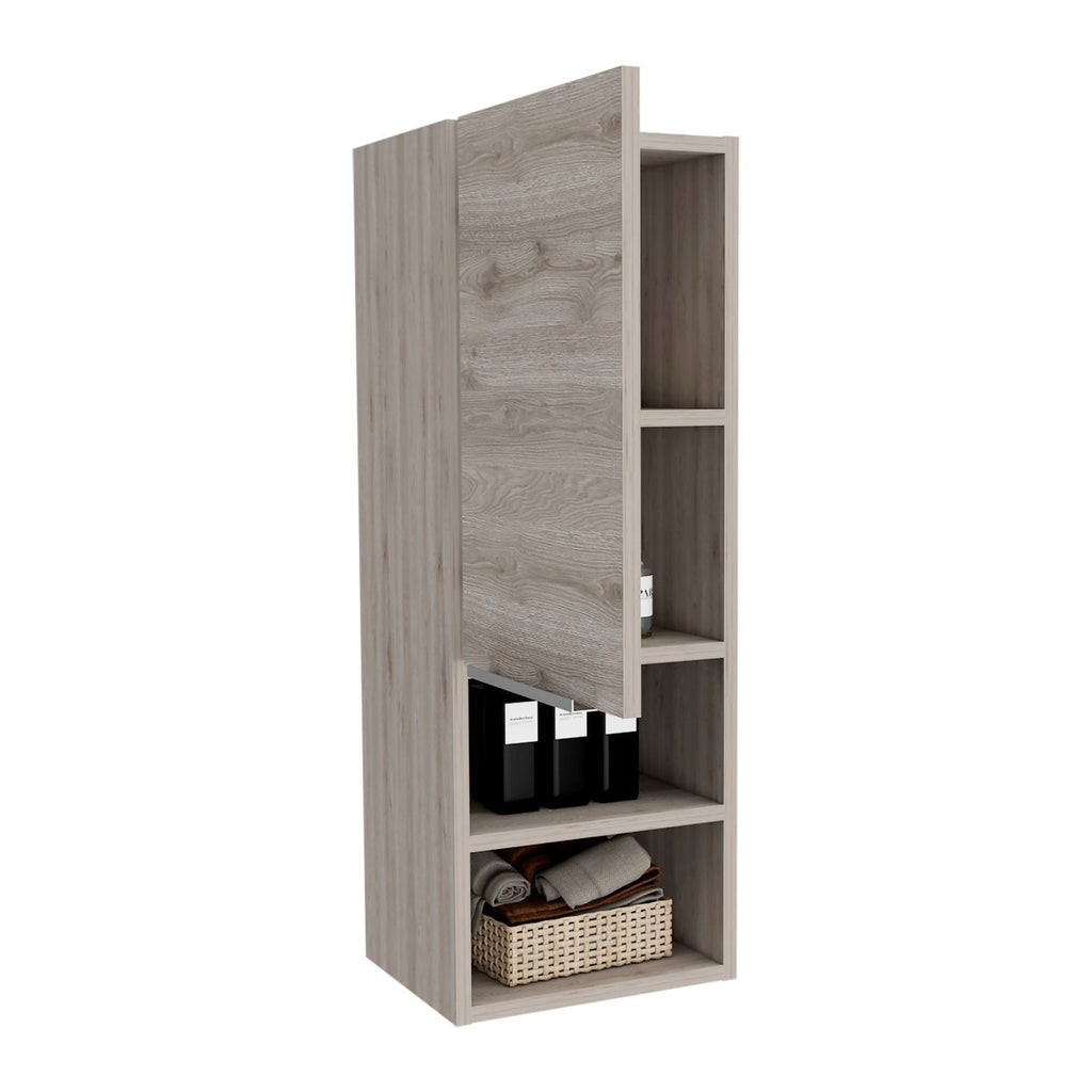 Leoglint Medicine 32H" Single Door Cabinet, Two Interior Shelves, Two External Shelves, Light Gray