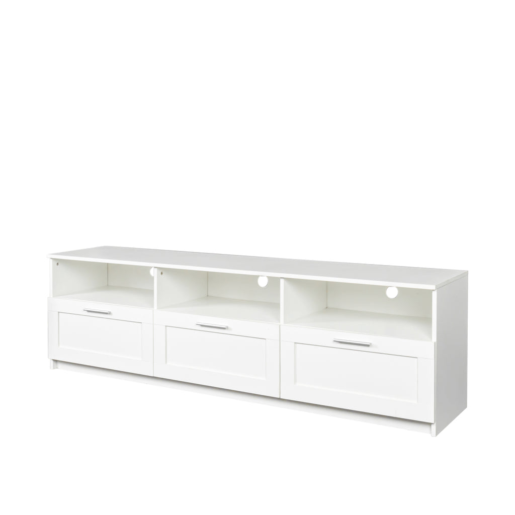 Leoglint White modern minimalist TV cabinet 80 inch TV stand, open locker Living Room Bedroom