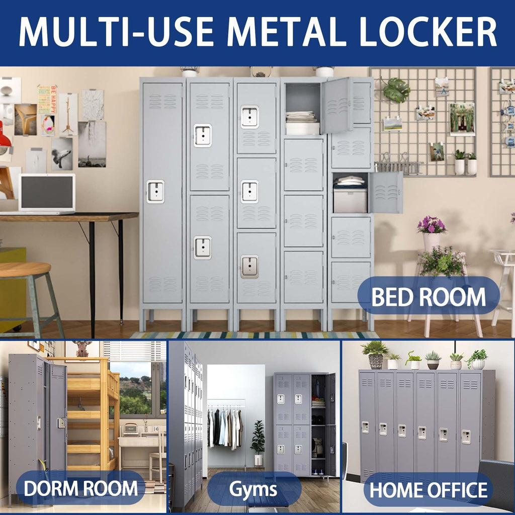 Leoglint 1 Door 66"H Metal Lockers With Lock for Employees,Storage Locker Cabinet  for Home Gym Office School Garage,Gray