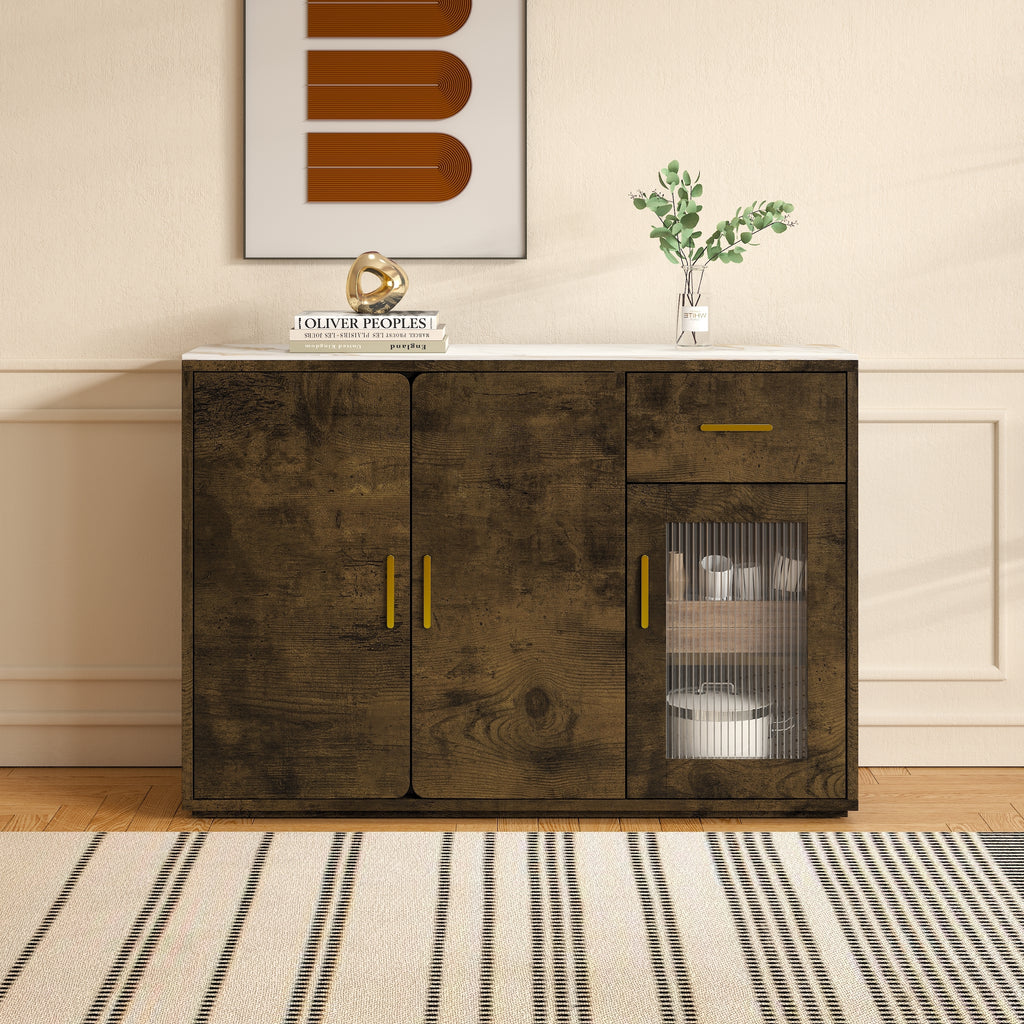 Leoglint 2401Wood Storage Cabinet, Modern Accent Buffet Cabinet, Free Standing Sideboard and Buffet Storage with Door Buffet Sideboard for Bedroom, Living Room, Kitchen or Hallway