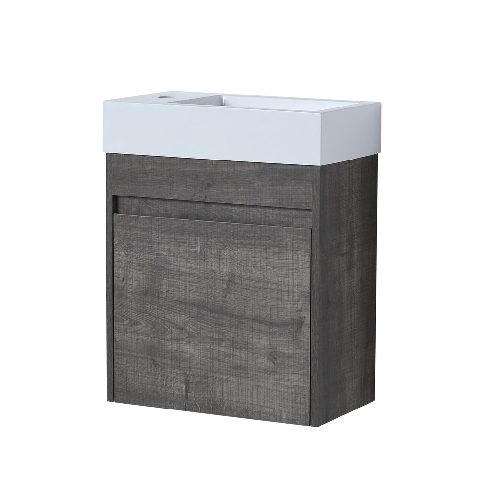 Leoglint 18'' Floating Wall-Mounted Bathroom Vanity with White Resin Sink & Soft-Close Cabinet Door