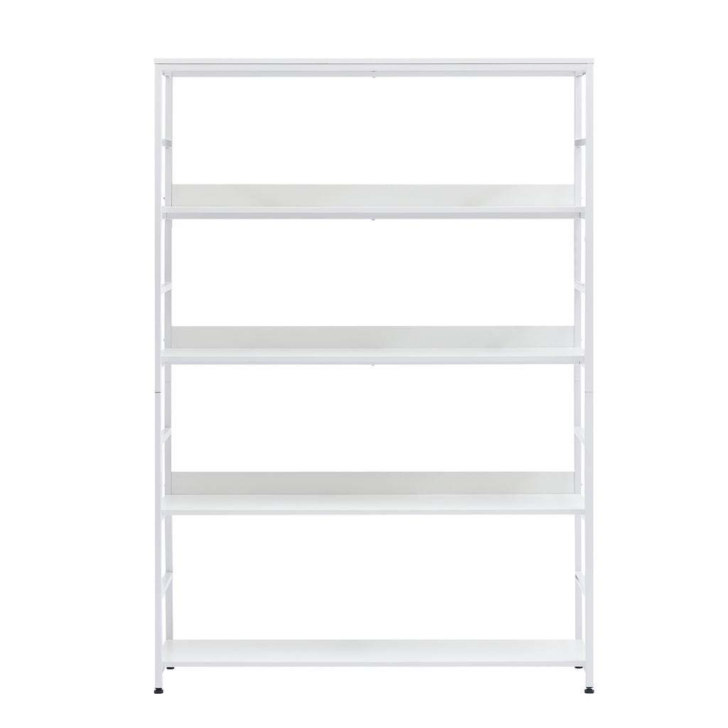 Leoglint [VIDEO] 5-Tier Home Office Bookcase Open Bookshelf Storage Large 5 Shelf Bookshelf Furniture with Metal Frame, White