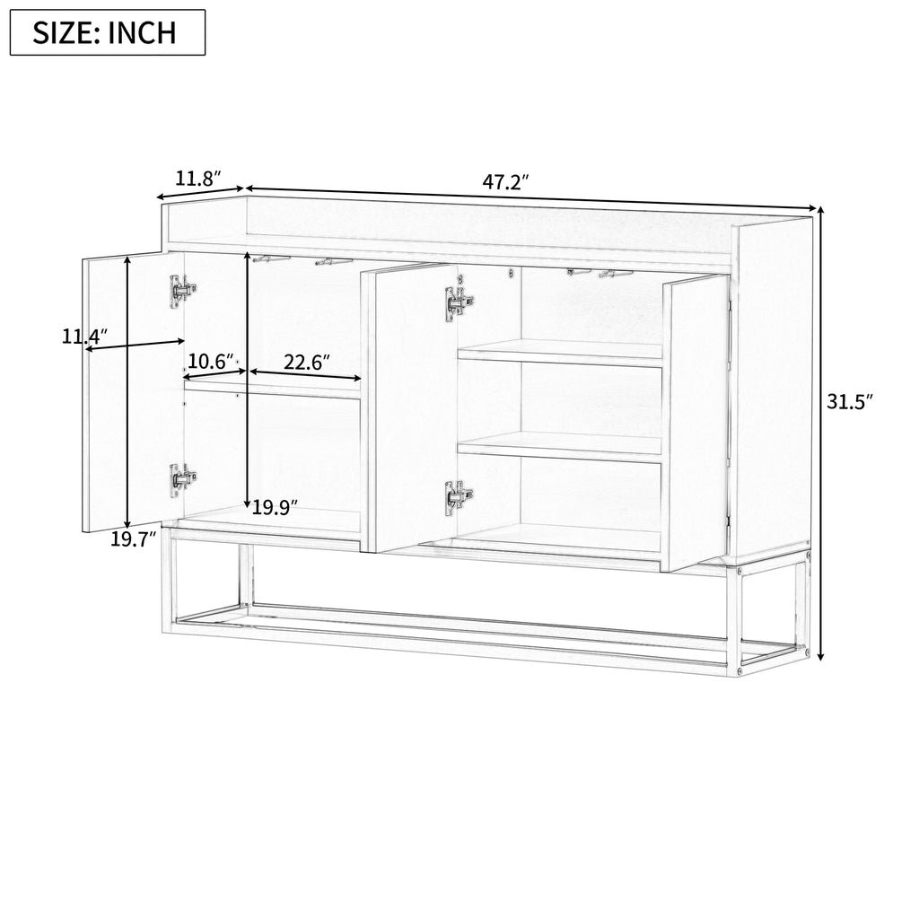 Leoglint TREXM Modern Sideboard Elegant Buffet Cabinet with Large Storage Space for Dining Room, Entryway (White)