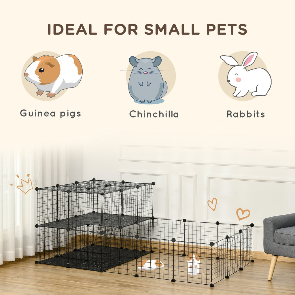 Leoglint 47 Panels Pet Playpen, Small Animal Playpen with Doors, Portable Metal Wire Yard Bunny Pen for Guinea Pigs, Chinchillas, 14" x 14"