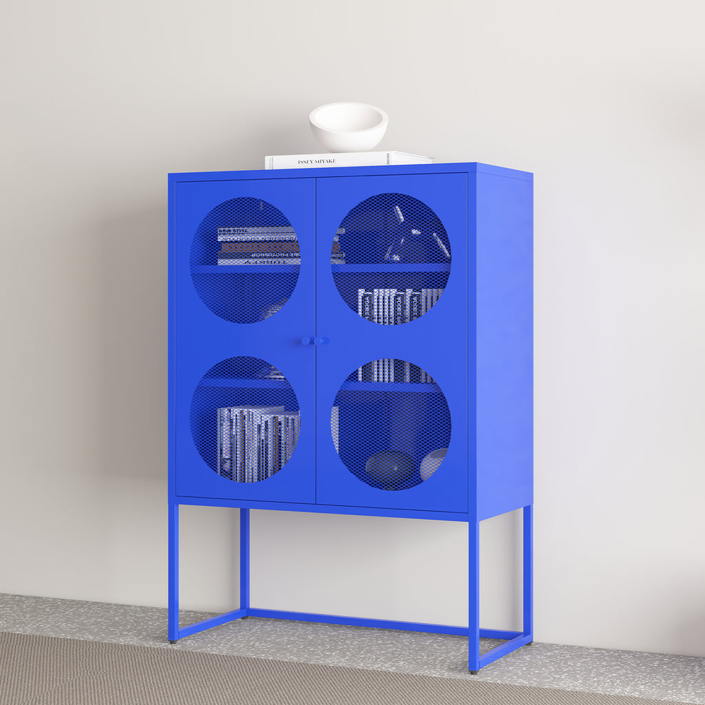 Leoglint Blue Storage Cabinet with Doors, Modern Blue Accent Cabinet, Free Standing Cabinet, Buffet Sideboards for Bedroom, Kitchen,Home Office