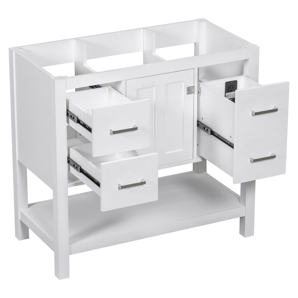 Leoglint [Cabinet Only]36" White Modern Bathroom Vanity with USB(Sink not included)