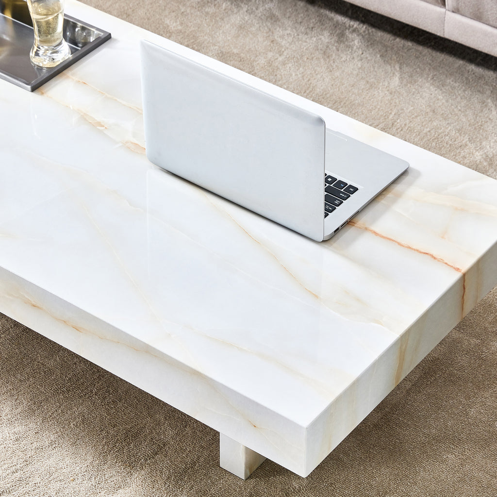 Leoglint A modern and practical coffee table with imitation marble patterns, made of MDF material. The fusion of elegance and natural fashion 47.2"* 23.6"* 12 "