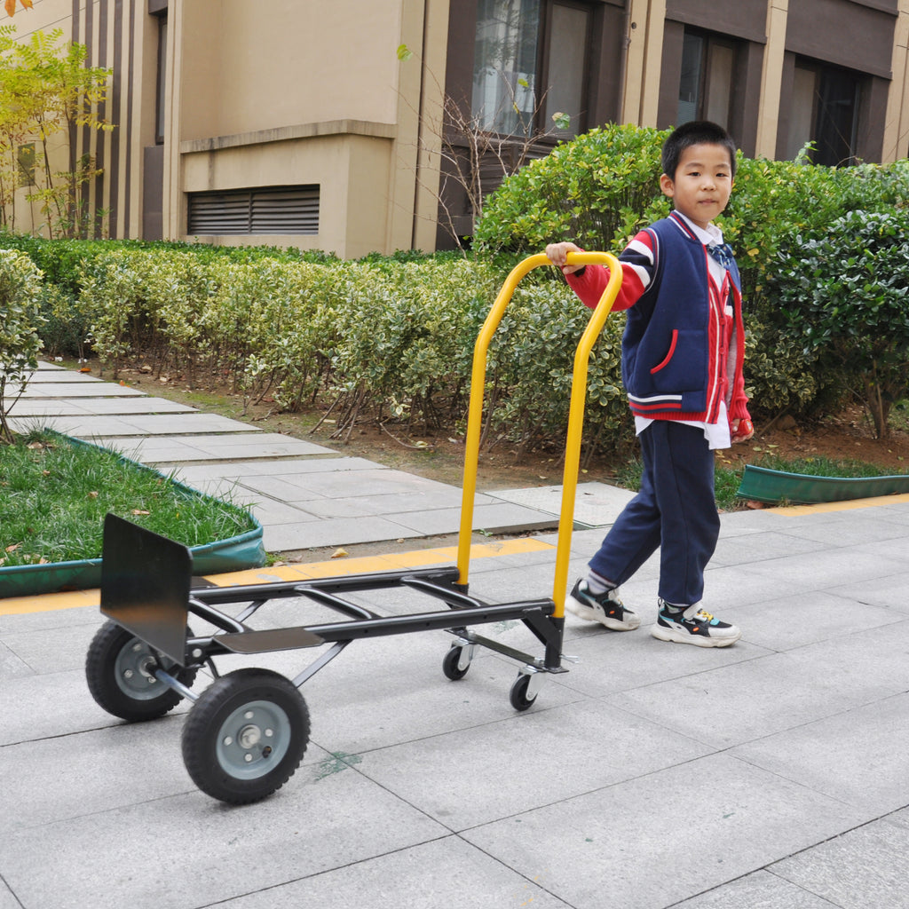 Leoglint Garden cart Hand Truck Dual Purpose 2 Wheel Dolly Cart and 4 Wheel Push Cart with Swivel Wheels 330 Lbs Capacity Heavy Duty Platform Cart for Moving/Warehouse/Garden/Grocery