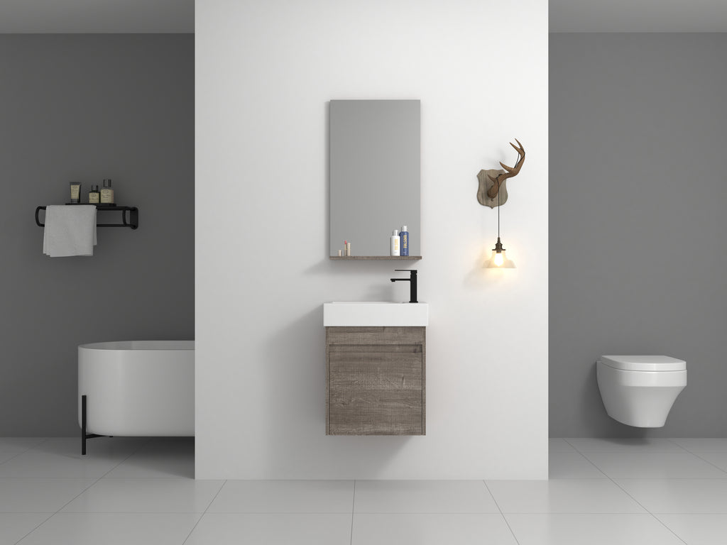 Leoglint 18'' Floating Wall-Mounted Bathroom Vanity with White Resin Sink & Soft-Close Cabinet Door