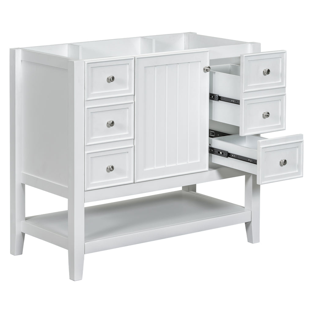 Leoglint 36" Bathroom Vanity without Sink, Cabinet Base Only, One Cabinet and three Drawers, White