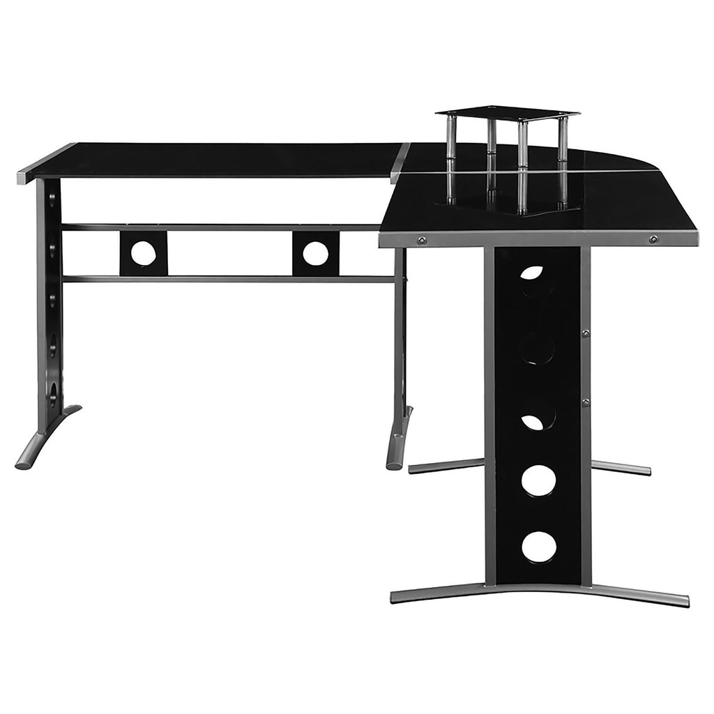 Leoglint Black and Silver 3-Piece Office Desk Set