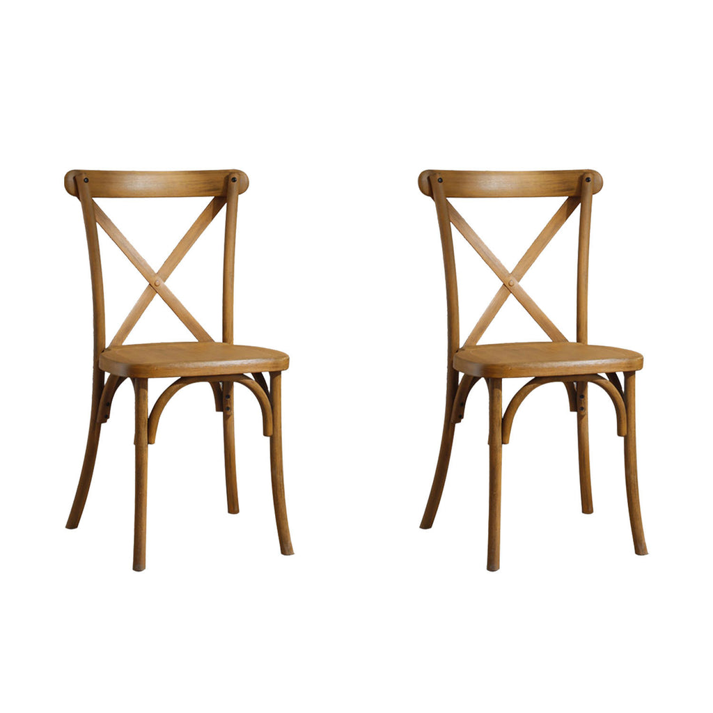 Leoglint 2-Pack Outdoor Chair Resin X-Back Chair Dining Chair Furniture 2-Pack, Retro Natural Mid Century Chair Modern Farmhouse Cross Back Chair , Natural