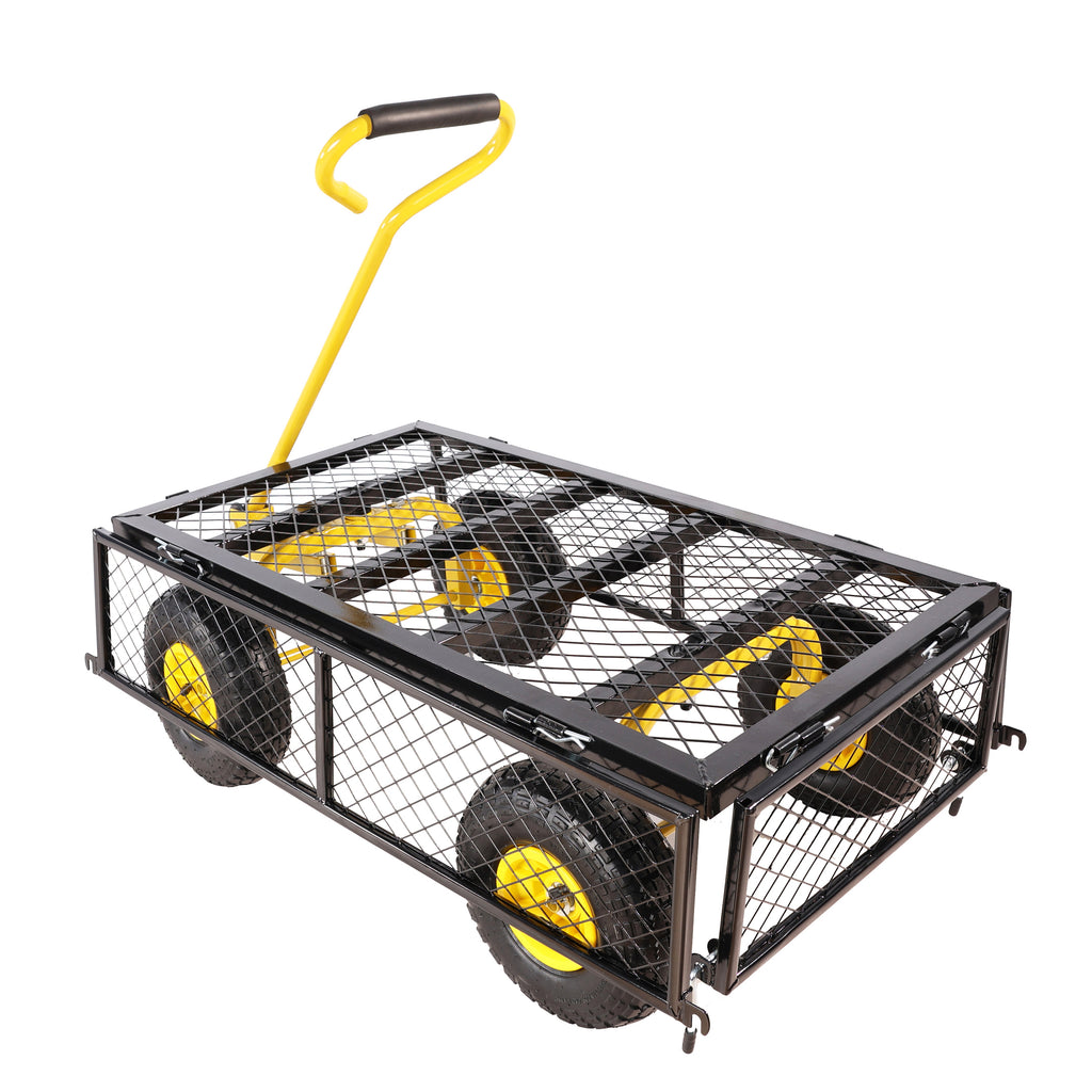 Leoglint Wagon Cart Garden cart trucks make it easier to transport firewood Yellow+Black