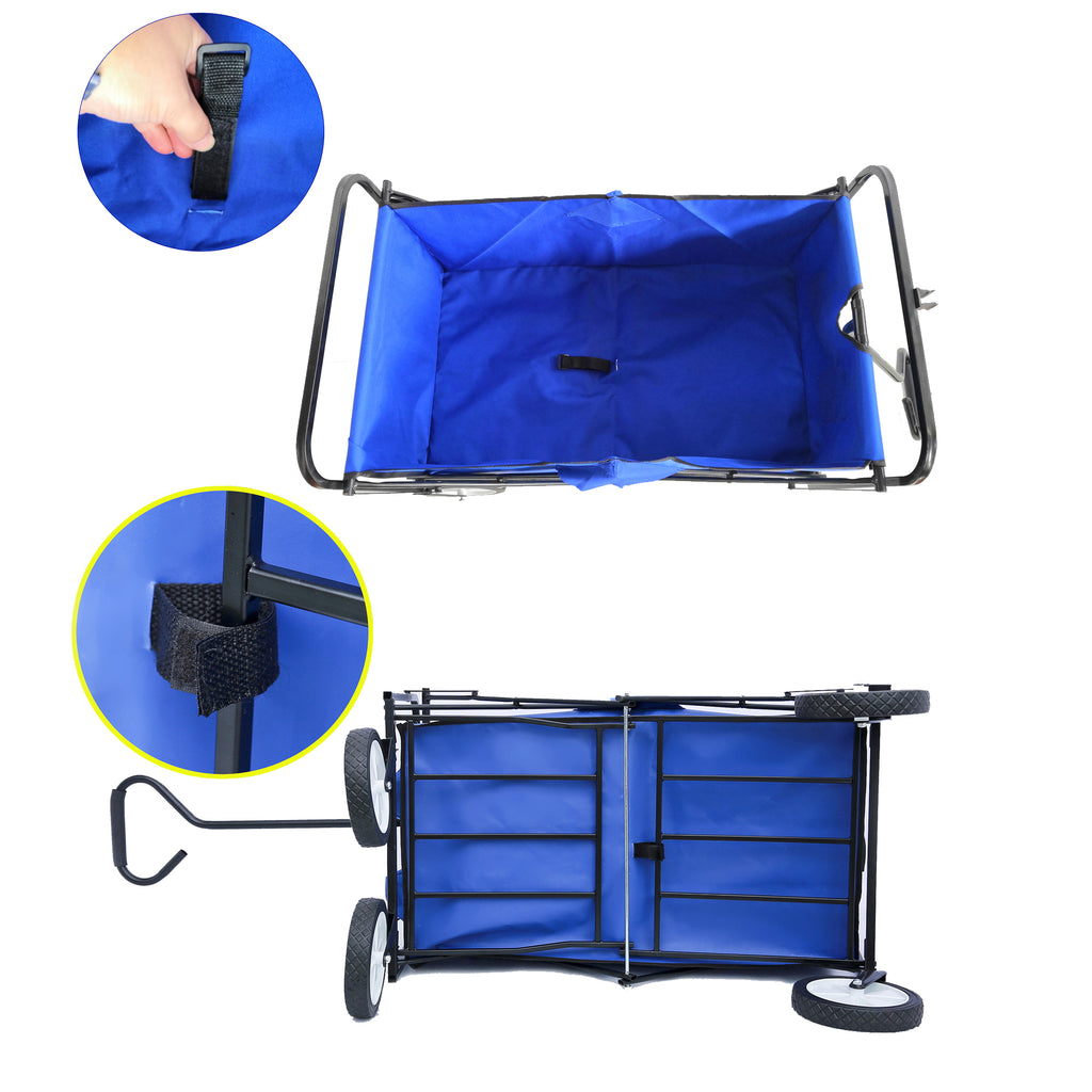 Leoglint Garden cart Folding Wagon Garden Shopping Beach Cart (Blue)